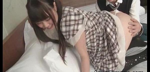  Cute japanese schoolgirl gives amazing